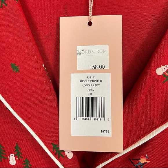 Eberjey Sleep Shirt Womens XL Red Button Front Loungewear Gisele Ski NWT NEW - Picture 5 of 10